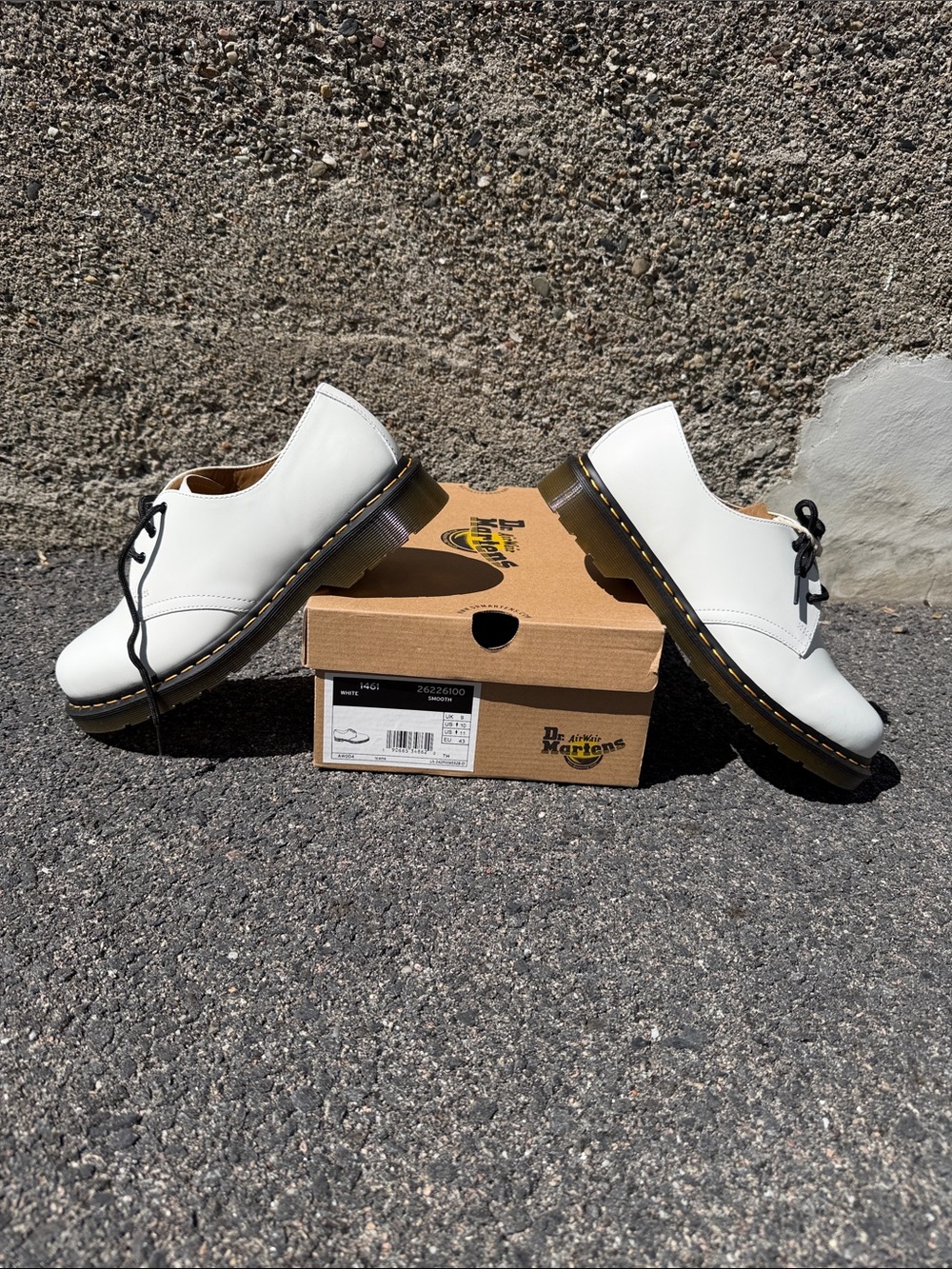 Dr. Martens White 3-Eye Leather Oxford Shoes